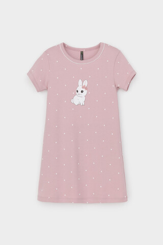 сорочка  для девочки  К 1155/розовый лед,мини сердечки