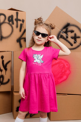 030_БК25 Платье для девочки, фуксия