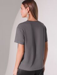 Нарядная футболка с принтом пайетками из премиального хлопка с эластаном  D49.124 (132416)