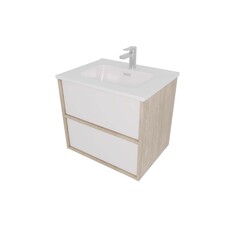 Aquatek AQ66060-DO-MW AQ66060-DO-MW Комплект мебели:Тумба 60 см ЛИБРА с раковиной AQ0460-00, 2 ящика,цвет фасадов белый мат,  корпус дуб давос фото