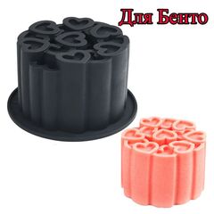 Силиконовая форма для муссовых мини-тортов (бенто) «Узоры сердечки»