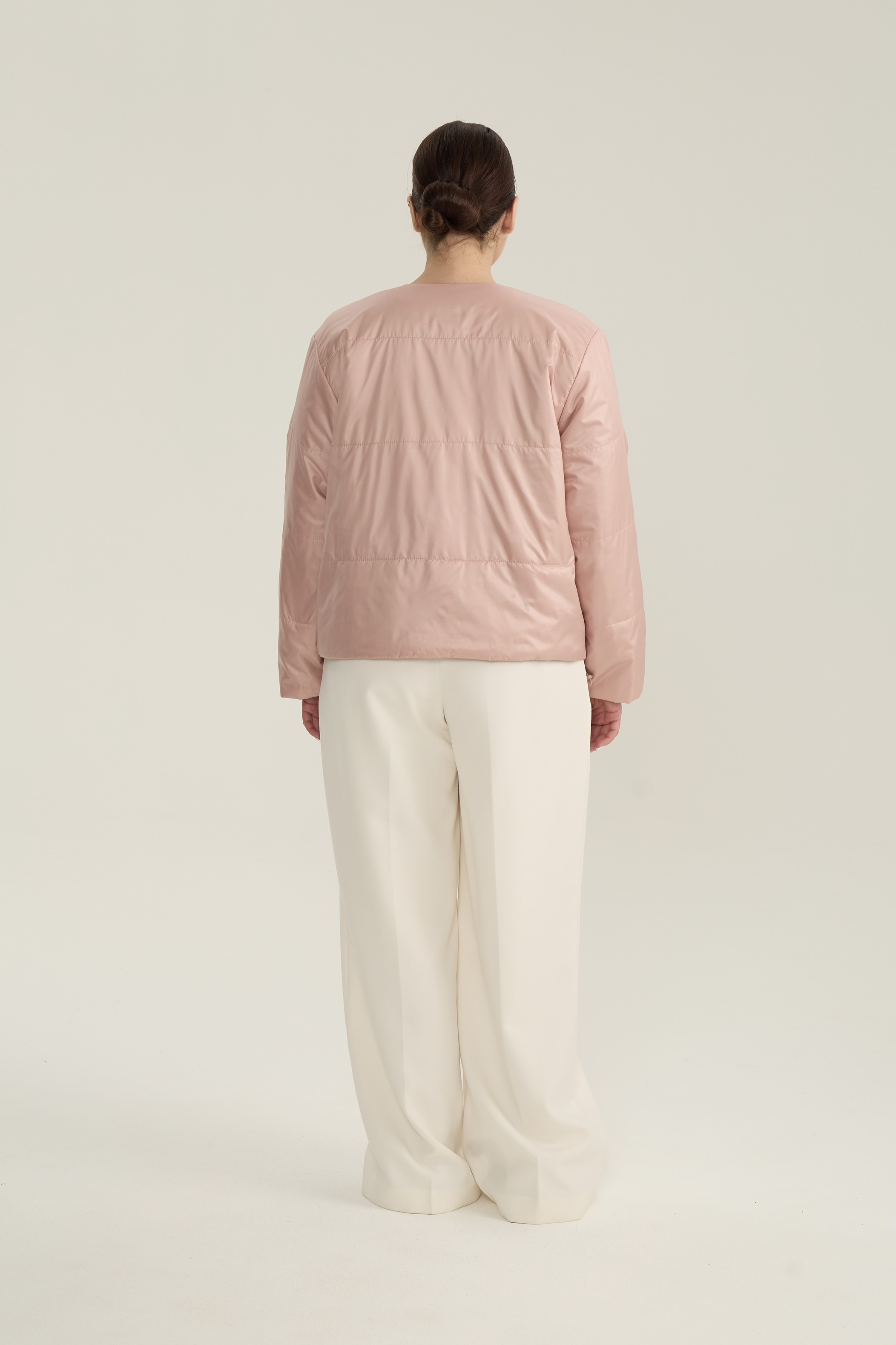 Куртка стеганая короткая, пудра