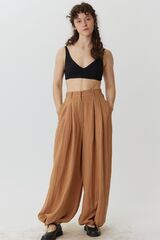 Длинные кюлоты из карамельного льна