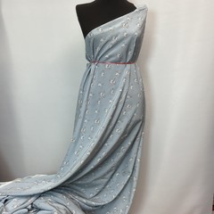 Ткань крепдешин  шелковый кошки на голубом фоне 1114