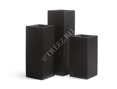 Кашпо TREEZ Effectory - Black Stone - Высокий куб - Антрацит