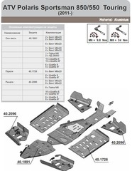 Защита днища для POLARIS Sportsman 550/850 Touring/X2 2009-15 STORM 1891