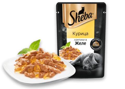 Sheba пауч для взрослых кошек (кролик) желе 75 г