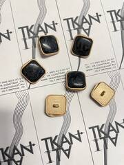 Пуговица металлическая на ножке (Металл/цветная эмаль, Золото металл/черно-серая эмаль, 21)