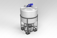 Емкость пищевая в обрешетке ЭкоПром ФМ с лопастной мешалкой 1000 л. конусная (126x126x205см;белый) - арт.555700