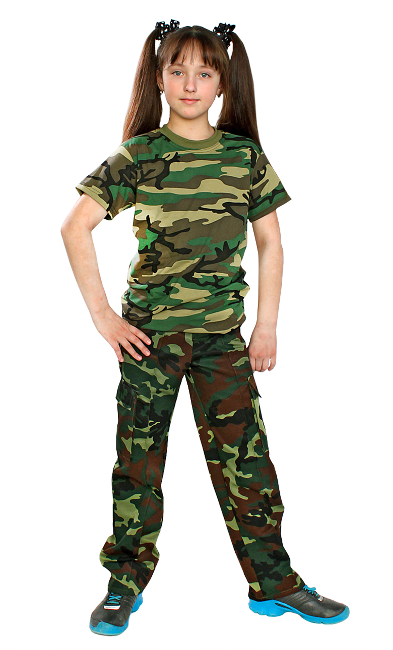 Военные брюки зеленые КМФ детские