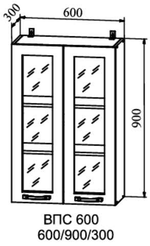 Кухня Гарда шкаф верхний стекло высокий 600