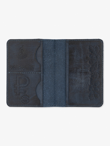 Обложка для паспорта из натуральной кожи «Крейзи» синего цвета