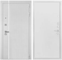 Купить Входная дверь Президент Лайн ПВХ белый матовый панель вертикаль ПВХ меламин белый