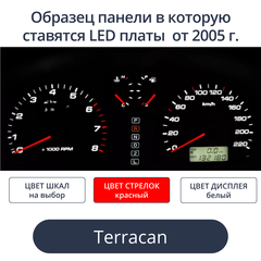 Светодиодная плата для панели Terracan от 2005 года - белые шкалы, красные стрелки. белый дисплей