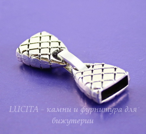 Замок для шнура 10х3 мм из 2х частей, 34х13 мм (цвет - античное серебро)