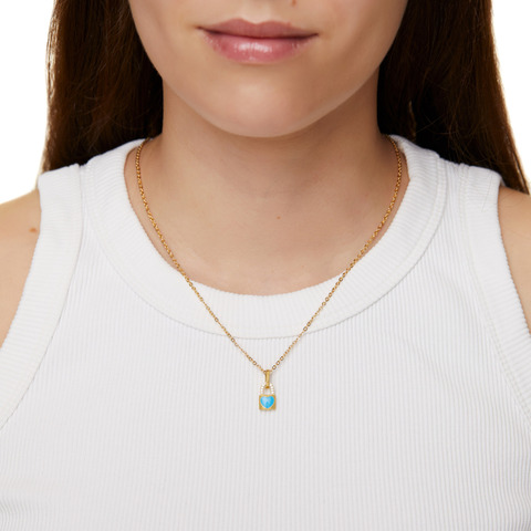 Mini Heart Lock Necklace - Blue