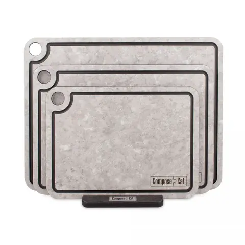 Набор разделочных досок на подставке 3шт ComposeEat Elegance белый камень