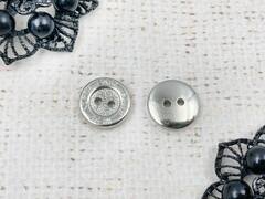Пуговицы, d 1,5 см, 2 прокола, серебряный