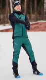 Премиальная куртка для лыж и зимнего бега Nordski Hybrid Hood Black-Alpine Green