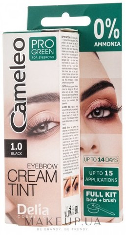 Delia Cosmetics Крем-краска для бровей тон 1.0 черный CAMELEO PRO GREEN