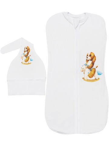 Пеленка-кокон "Собачка на качалке" с шапочкой