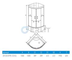 ДУШЕВАЯ КАБИНА ERLIT ER3510TPE-C3 100x100x194 ВЫСОКИЙ ПОДДОН