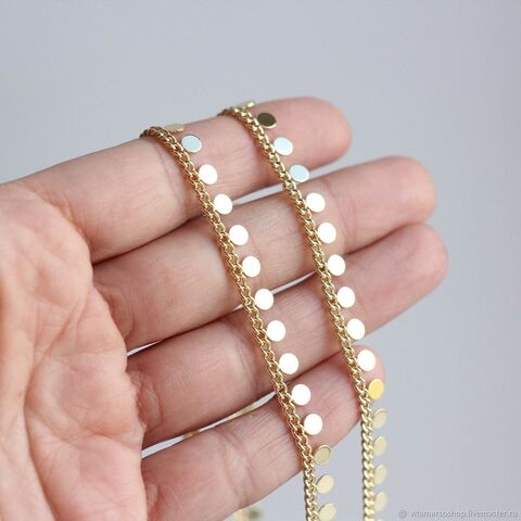 Цепочка с кружочками, позолота, 46 см. А339-15