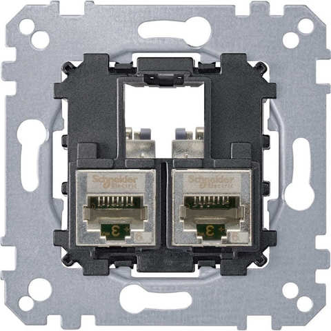 Механизм двойной компьютерной розетки 2хRJ45 кат. 5e STP. Merten. MTN4575-0012