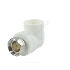 Угольник PP-R комбинированный белый Дн 32х1" с накидной гайкой RTP (РосТурПласт) 14268