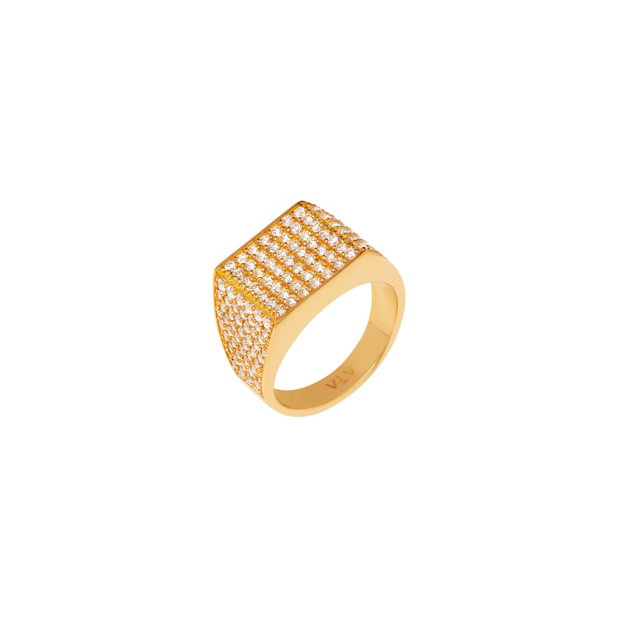 цена VIVA LA VIKA Кольцо Crystal Square Signet Ring – Gold