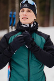 Премиальная куртка для лыж и зимнего бега Nordski Hybrid Hood Black-Alpine Green