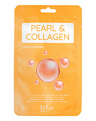 YU.R ME Маска тканевая с коллагеном и экстрактом жемчуга – Pearl & collagen sheet mask, 1шт