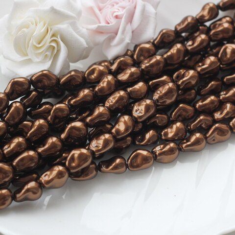 Майорка, имитация барочного жемчуга, шоколадная 10*15 мм, 1 нить, МА109