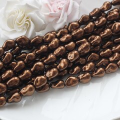 Майорка, имитация барочного жемчуга, шоколадная 10*15 мм, 1 нить, МА109