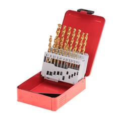 Набор сверл по металлу 1-10мм 19шт DIN338 HSS-G TiN 130° TL3000 (мет. кейс) Ruko 258214T(K)