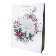 Пакет подарочный L вертикальный, С Новым Годом, Новогодний венок, 30*40*11 см (Д*В*Ш), 1 шт.
