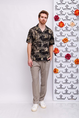 ANTONY MORATO Рубашка льняная с хлопком в крупные листья