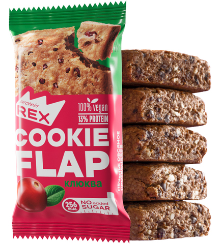 Овсяный протеиновый флэпджек без сахара FlapJack ProteinREX (клюква), Vegan,60 г