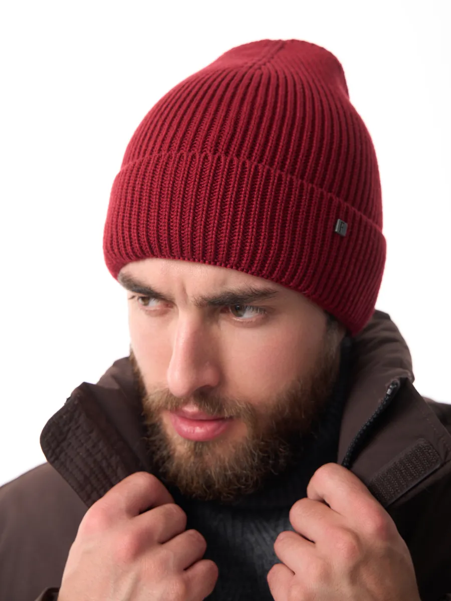 Шапка зимняя на флисе вязаная осень