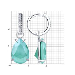 Серьги из серебра с подвеской капля мятный кристалл