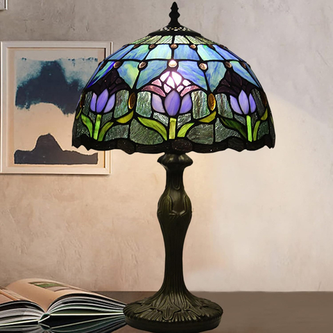 Картинка лампа Skully Tiffany purple tulip - 5