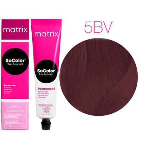 Matrix SoColor Pre-Bonded 5BV светлый шатен коричнево-перламутровый, стойкая крем-краска для волос с бондером