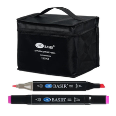 Маркер для скетчинга, двусторонние, Basir, на подставке, четырёхгранные, 14 мм, спиртовые, 120 шт