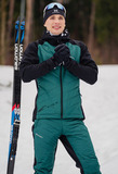 Премиальная куртка для лыж и зимнего бега Nordski Hybrid Hood Black-Alpine Green