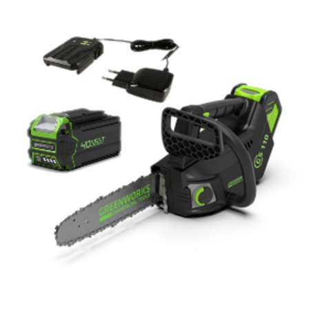 Цепная пила Greenworks GD40TCSk5 (GS110) 40v, 25 см, в комплекте с АКБ 5 А·ч и ЗУ (аккумуляторная)