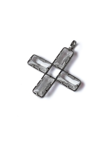 Серебряная основа-крест «Святая» с горным хрусталем