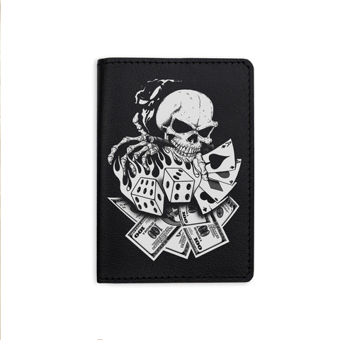 Обложка на паспорт "Череп Джокер", черная