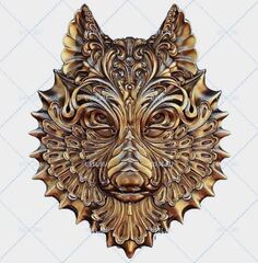 Силиконовый молд № 504 Волк резной малый