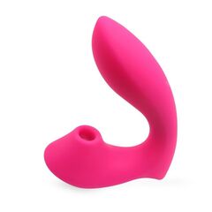 Розовый  L-образный вибромассажёр с вакуумной стимуляцией 3,5’’ Silicone Billow Suction Lover - 