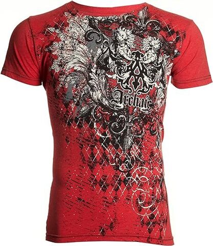 Archaic | Футболка мужская QUILTED Red AM613R от Affliction перед